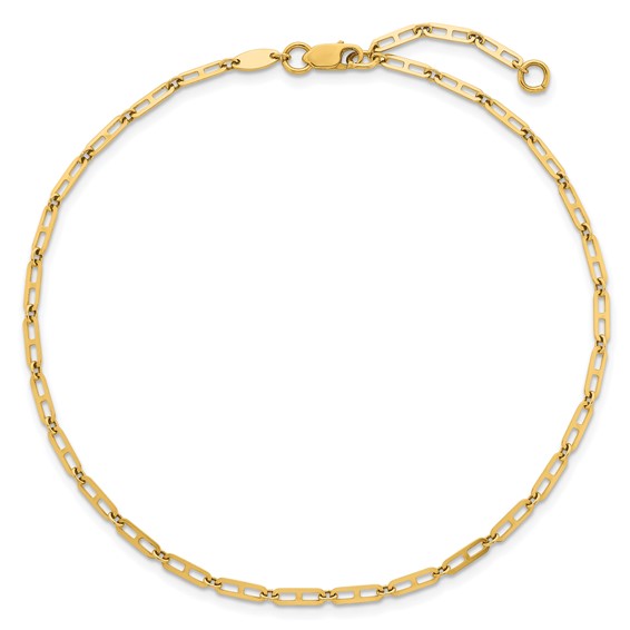 14k Polished Anchor Link 9 inch Plus 1 inch Extender - Total 10 inch Anklet
