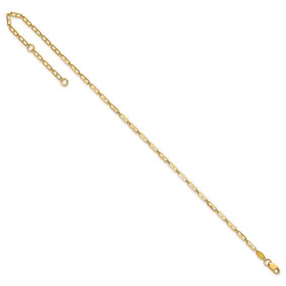14k Polished Anchor Link 9 inch Plus 1 inch Extender - Total 10 inch Anklet