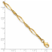 14K Polished Twisted Oval and Mirror Beads 9 Inch Anklet view 5