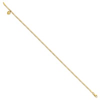 14K Yellow Gold Figaro Link Chain Anklet with Dangling Puffed Heart - 9in view 2