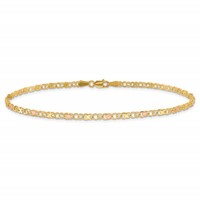 14K Polished and Satin Rose-plated X-and-Heart Anklet, 10" view 3