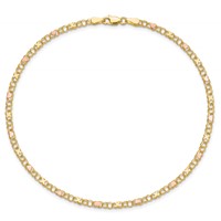 14K Polished and Satin Rose-plated X-and-Heart Anklet, 10" view 5