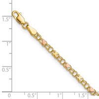 14K Polished and Satin Rose-plated X-and-Heart Anklet, 10" view 4
