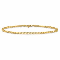 14K Yellow Gold Polished Double-Sided Hearts Double Link Anklet - 10in view 3