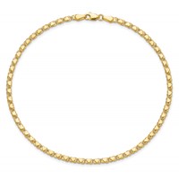 14K Yellow Gold Polished Double-Sided Hearts Double Link Anklet - 10in view 5