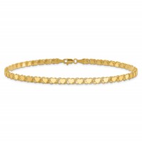 14K Yellow Gold Polished Double-Sided Hearts Double Link Anklet, 10" view 3