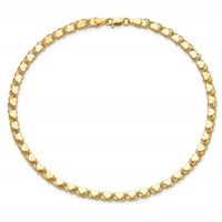 14K Yellow Gold Polished Double-Sided Hearts Double Link Anklet, 10" view 5