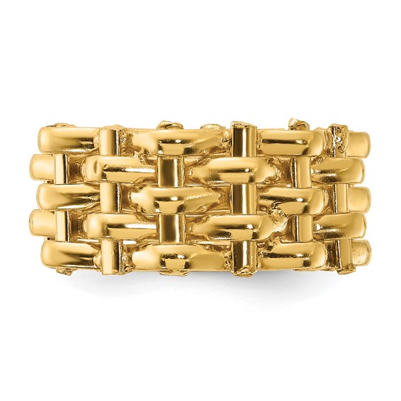 Sterling Silver Gold-Tone 5 Row Woven Panther Ring