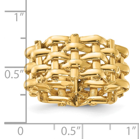 Sterling Silver Gold-Tone 5 Row Woven Panther Ring