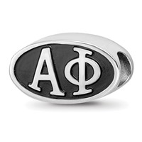 Sterling Silver LogoArt Alpha Phi Sorority Greek Letters Enameled Oval Bead view 1