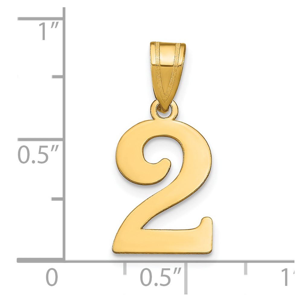14k Polished Number 2 Pendant (APN02)
