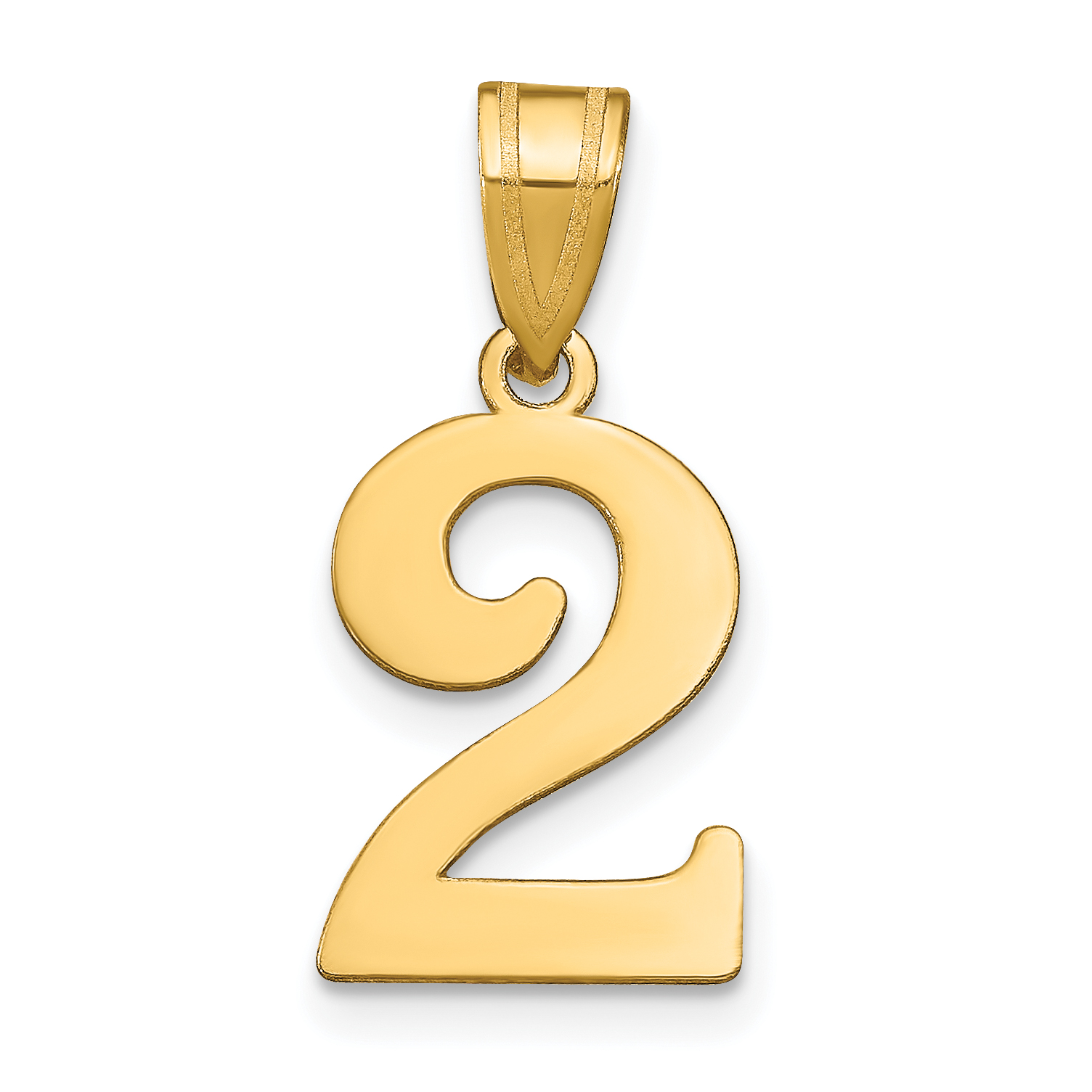14k Polished Number 2 Pendant (APN02)