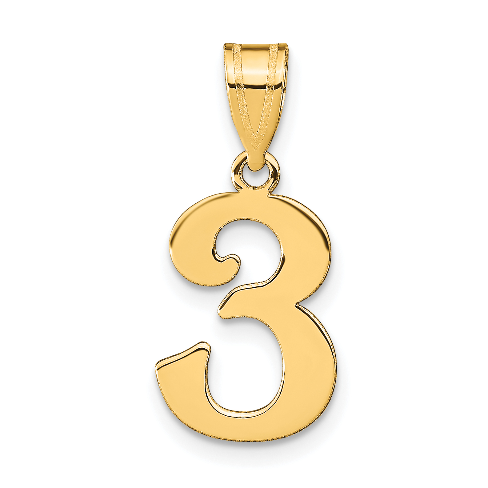 14k Polished Number 3 Pendant (APN03)