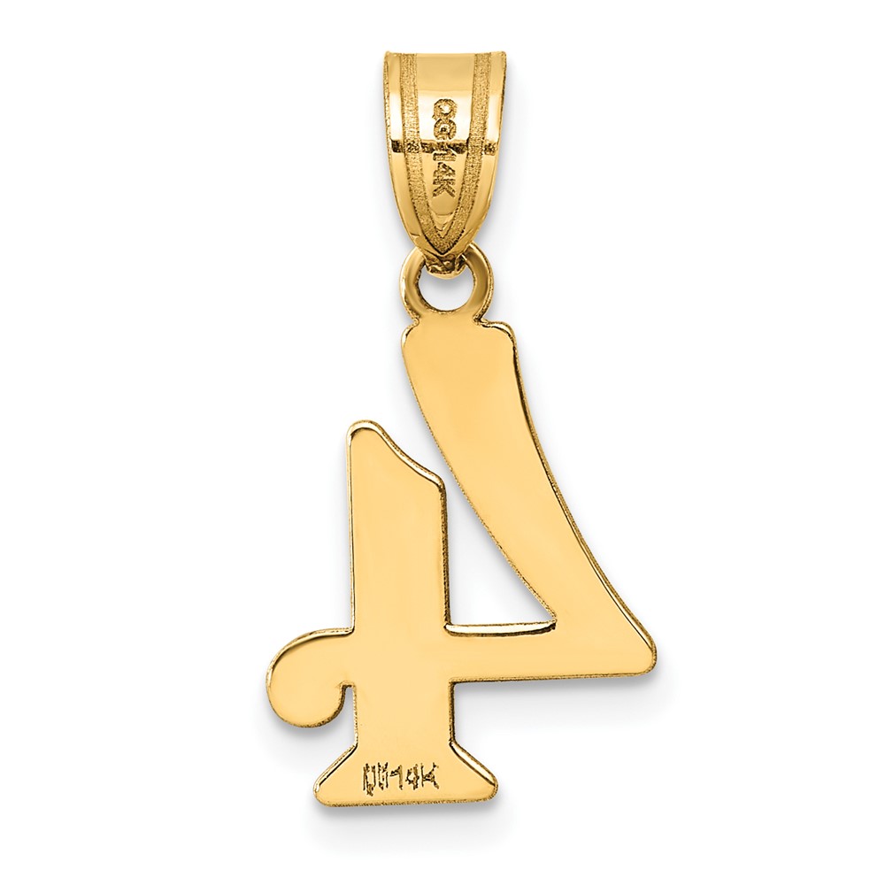 14k Polished Number 4 Pendant (APN04)