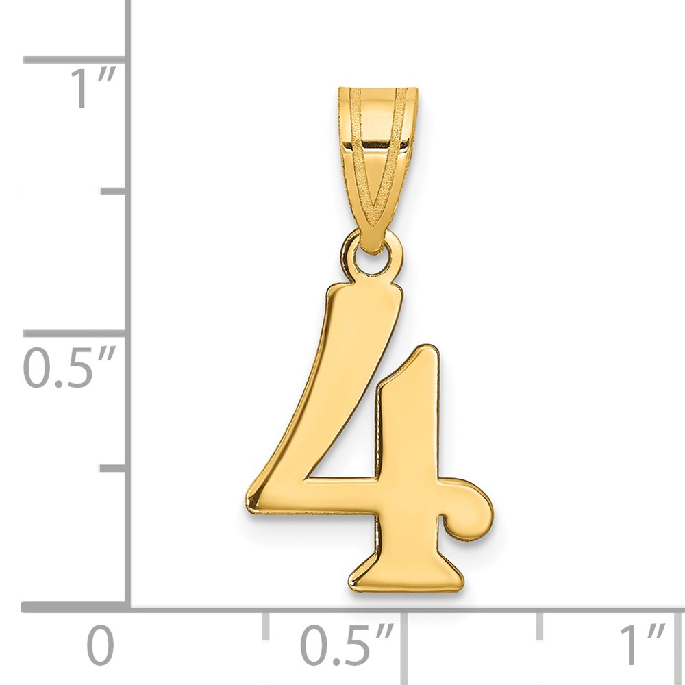 14k Polished Number 4 Pendant (APN04)