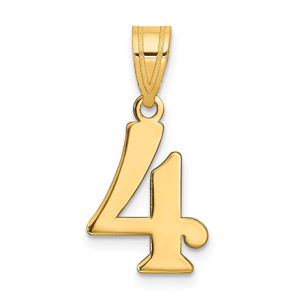 14k Polished Number 4 Pendant (APN04)