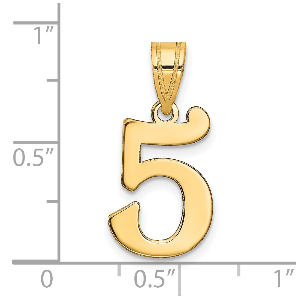 14k Polished Number 5 Pendant (APN05)