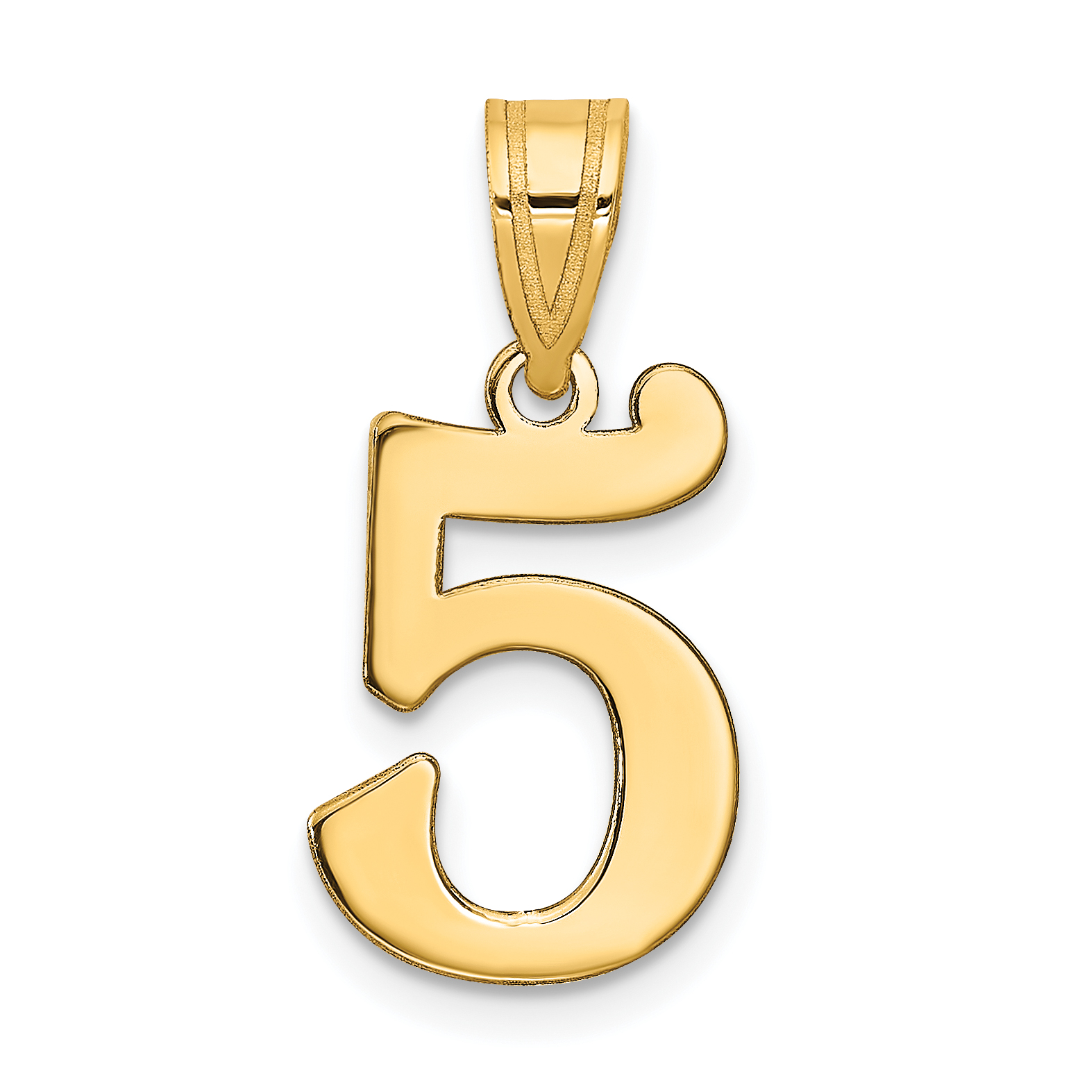 14k Polished Number 5 Pendant (APN05)