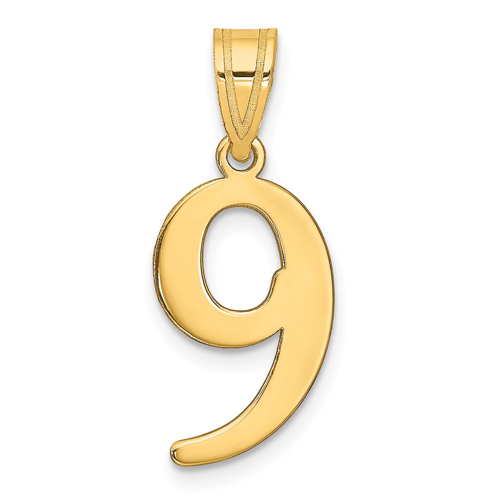 14k Polished Number 9 Pendant (APN09)