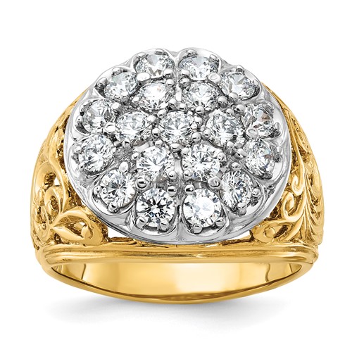 14k Two-tone IBGoodman Men's Kentucky Cluster Ring Mounting for 2ctw Dia