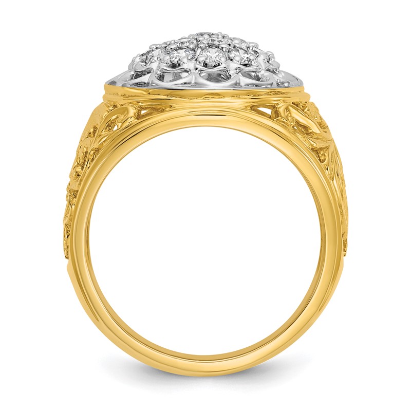 IBGoodman 14k Two-Tone 1 carat Lab Grown Diamond VS/SI+ G+ Complete Men's Cluster Ring