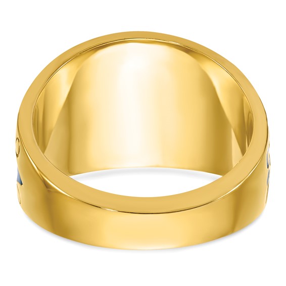 IBGoodman 10k Two-tone Men's Polished and Textured with Blue and Black Enamel Diamond Blue Lodge Master Masonic Ring