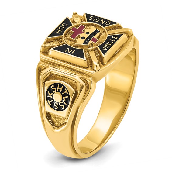IBGoodman 10k Men's Polished and Textured with Multi-color Enamel Knights Templar Masonic Ring