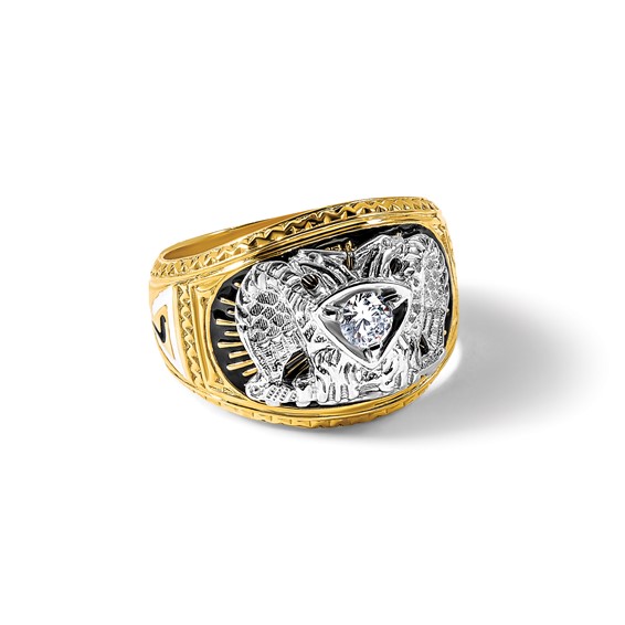 IBGoodman 14k Two-tone Men's Polished and Textured 32nd Degree Scottish Rite Masonic Ring Mounting