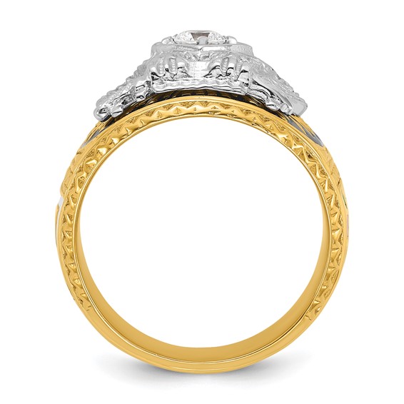 IBGoodman 14k Two-tone Men's Polished and Textured 32nd Degree Scottish Rite Masonic Ring Mounting