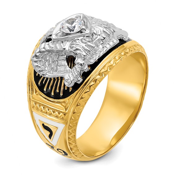 IBGoodman 14k Two-tone Men's Polished and Textured 32nd Degree Scottish Rite Masonic Ring Mounting