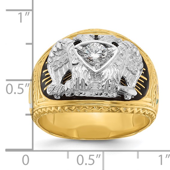 IBGoodman 14k Two-tone Men's Polished and Textured 32nd Degree Scottish Rite Masonic Ring Mounting