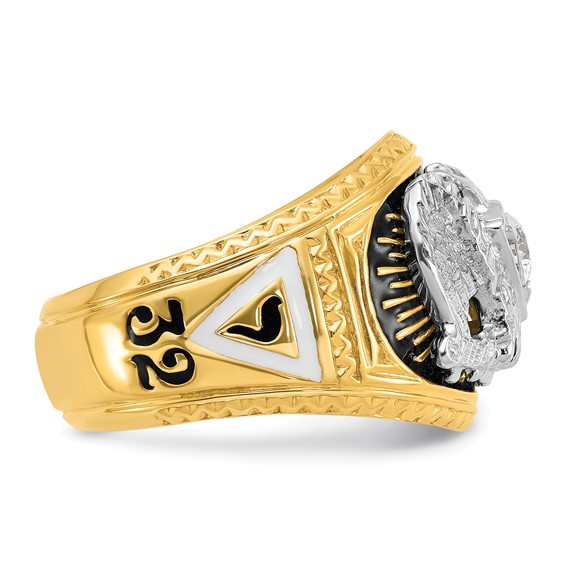IBGoodman 14k Two-tone Men's Polished and Textured 32nd Degree Scottish Rite Masonic Ring Mounting