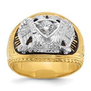 IBGoodman 14k Two-tone Men's Polished and Textured 32nd Degree Scottish Rite Masonic Ring Mounting
