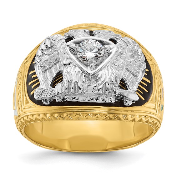 IBGoodman 14k Two-tone Men's Polished and Textured 32nd Degree Scottish Rite Masonic Ring Mounting