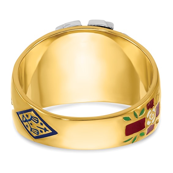 IBGoodman 14k Two-tone Men's Polished and Textured with Multi-color Enamel and Diamond 32nd Degree Scottish Rite Masonic Ring