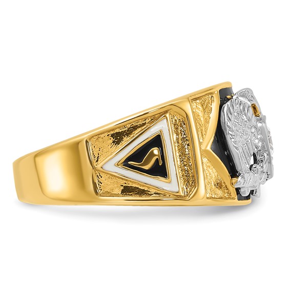IBGoodman 14k Two-tone Men's Polished and Textured with Multi-color Enamel and Diamond 32nd Degree Scottish Rite Masonic Ring