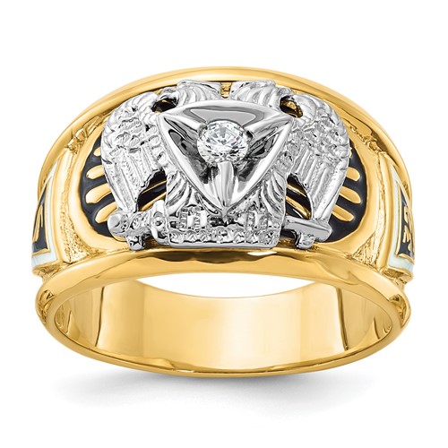 IBGoodman 10k Two-tone Men's Polished and Textured 32nd Degree Scottish Rite Masonic Ring Mounting