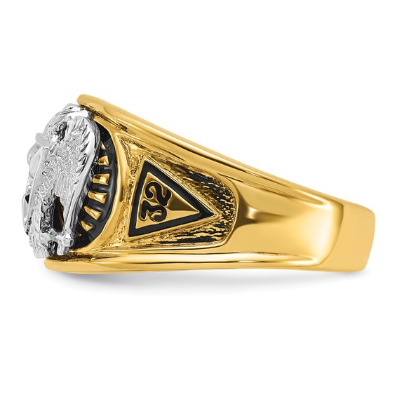 SS/GP IBGoodman Men's Enameled & CZ 32nd Scottish Rite Masonic Ring