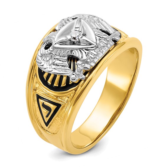 SS/GP IBGoodman Men's Enameled & CZ 32nd Scottish Rite Masonic Ring