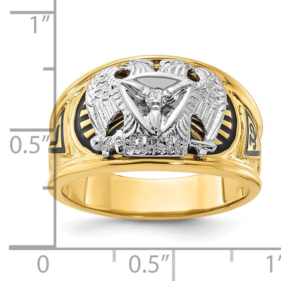 SS/GP IBGoodman Men's Enameled & CZ 32nd Scottish Rite Masonic Ring