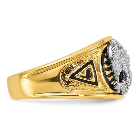 SS/GP IBGoodman Men's Enameled & CZ 32nd Scottish Rite Masonic Ring