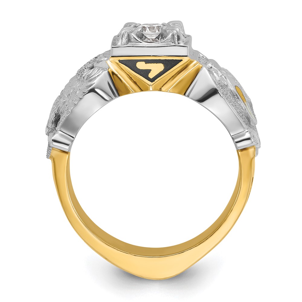 IBGoodman 10k Two-tone Men's Polished and Textured with Multi-color Enamel and Diamond Double Eagle Masonic Shriner's Ring (B02461A-0YWA)