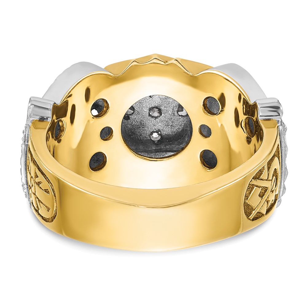 IBGoodman 10k Two-tone Men's Polished and Textured with Multi-color Enamel and Diamond Double Eagle Masonic Shriner's Ring (B02461A-0YWA)