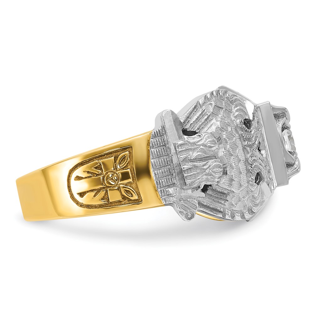 IBGoodman 10k Two-tone Men's Polished and Textured with Multi-color Enamel and Diamond Double Eagle Masonic Shriner's Ring (B02461A-0YWA)