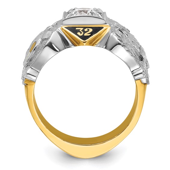 IBGoodman 14k Two-tone Men's Polished and Textured Double Eagle Masonic Shriner's Ring Mounting