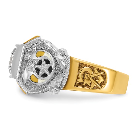 IBGoodman 14k Two-tone Men's Polished and Textured Double Eagle Masonic Shriner's Ring Mounting