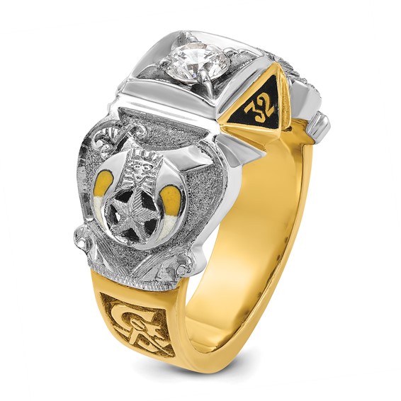IBGoodman 14k Two-tone Men's Polished and Textured Double Eagle Masonic Shriner's Ring Mounting