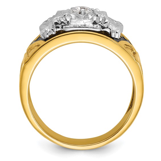 IBGoodman 14k Two-tone Men's Polished and Textured with Multi-color Enamel and Diamond 32nd Degree Scottish Rite Masonic Ring