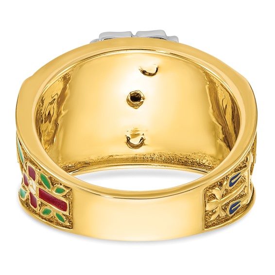 IBGoodman 14k Two-tone Men's Polished and Textured with Multi-color Enamel and Diamond 32nd Degree Scottish Rite Masonic Ring