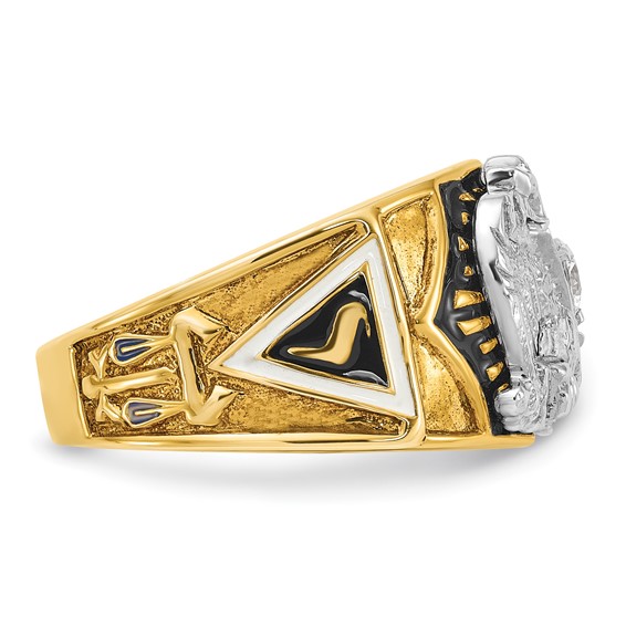 IBGoodman 14k Two-tone Men's Polished and Textured with Multi-color Enamel and Diamond 32nd Degree Scottish Rite Masonic Ring